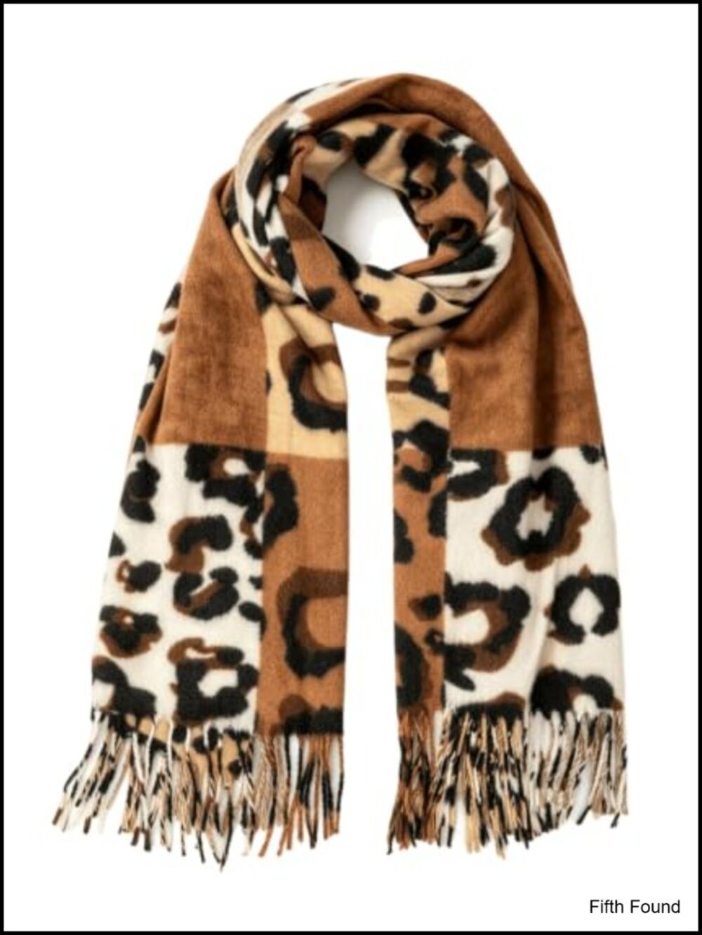 Oversized Leopard Print Scarf Soft Warm Tassel Shawl Wrap
